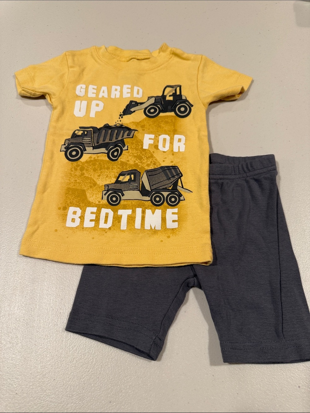 Carter's Yellow Graphic Tee with Gray Shorts